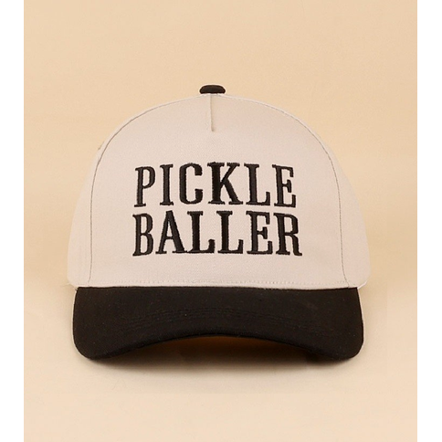 Pickle baller hat with black bill