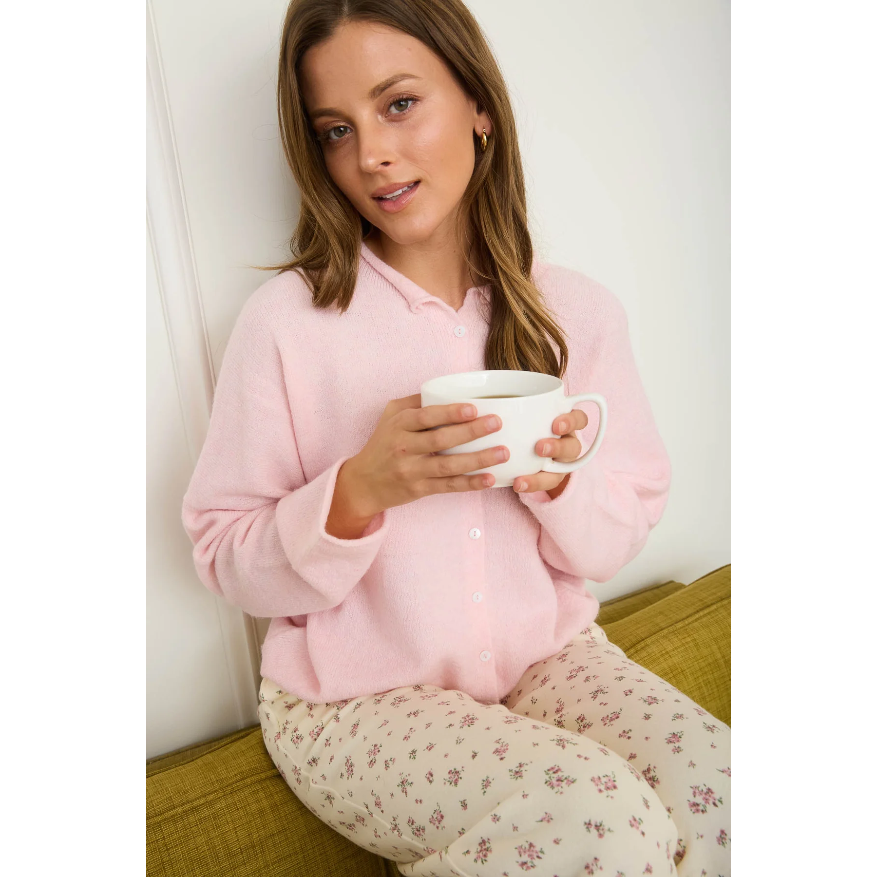 Lightweight Button Down Knit Cardigan pink