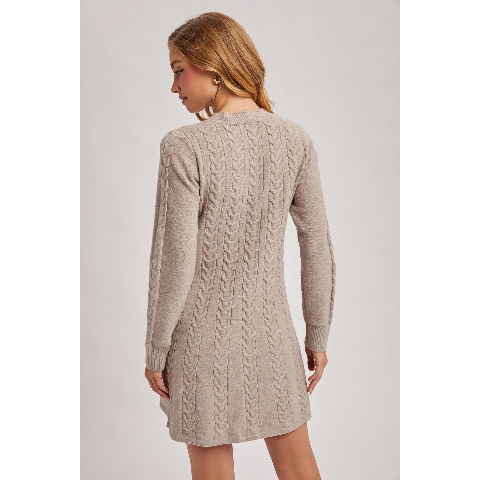 Cable Knit Sweater Dress || Mushroom