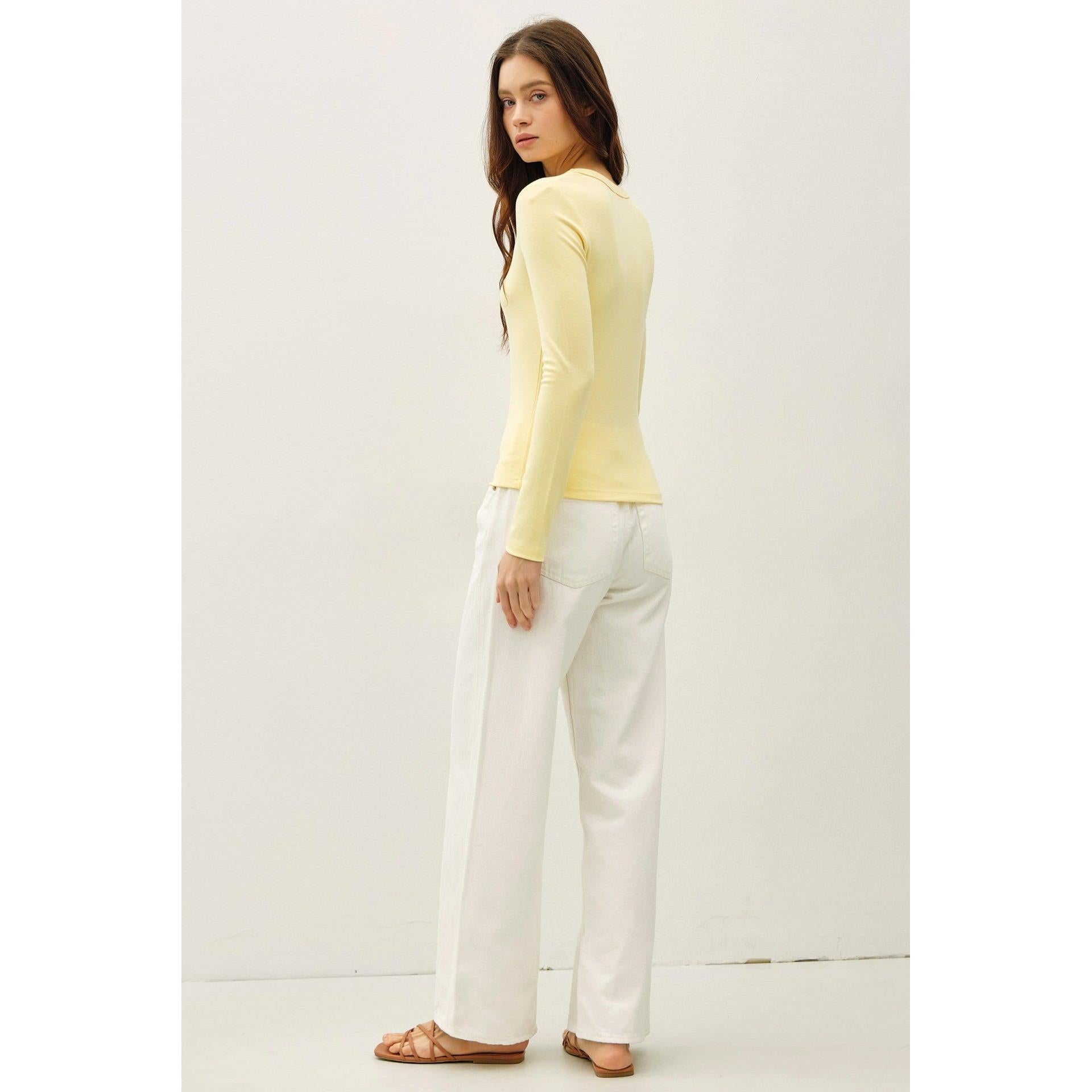 Soft Jersey U Neck Long Sleeve