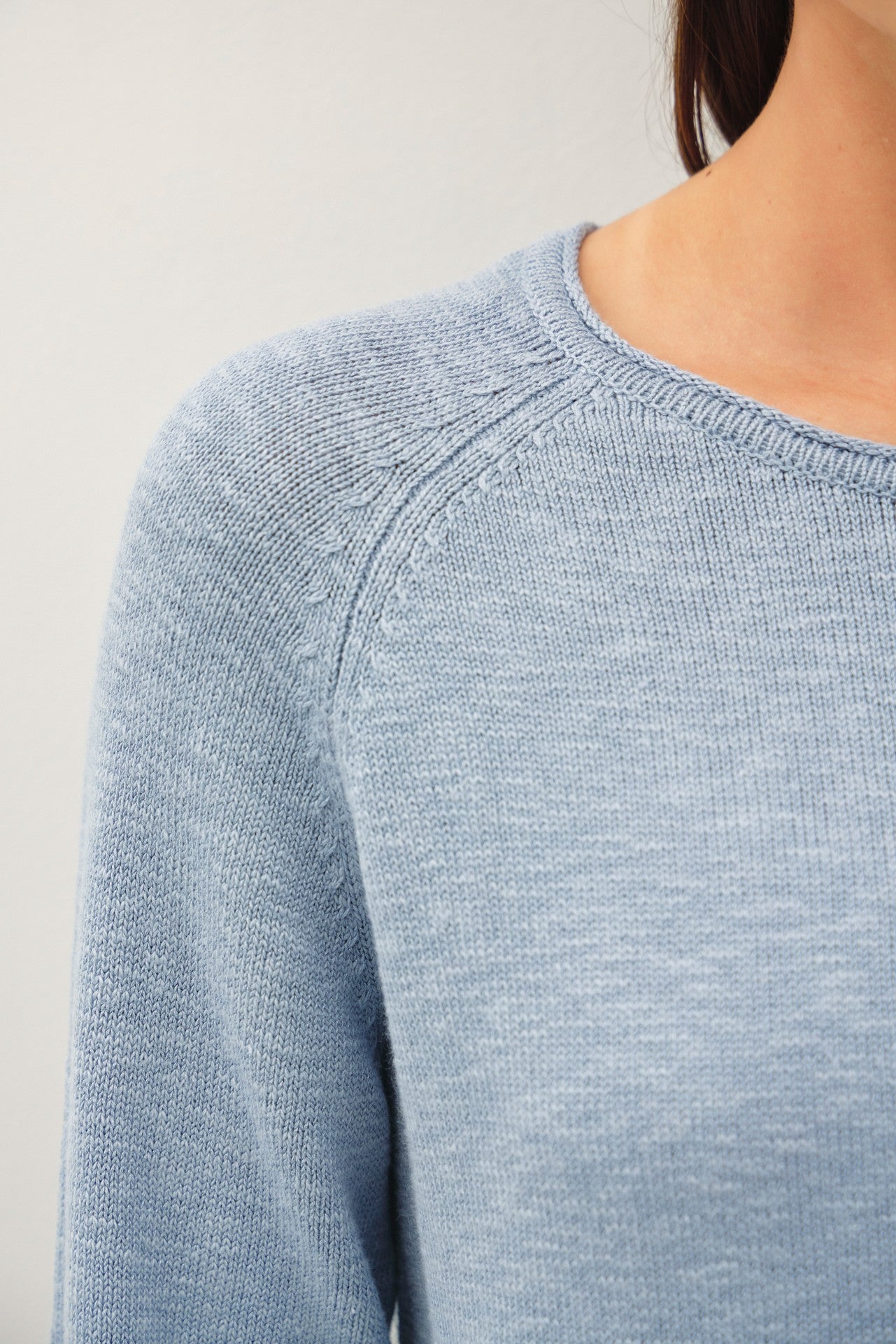 Sleeve Slub Pullover Sweater || Slate Blue