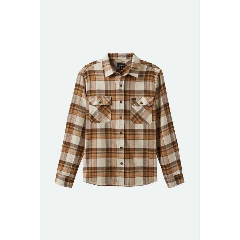 Brixton Bowery Flannel || White Cap/Pine Cone Brown