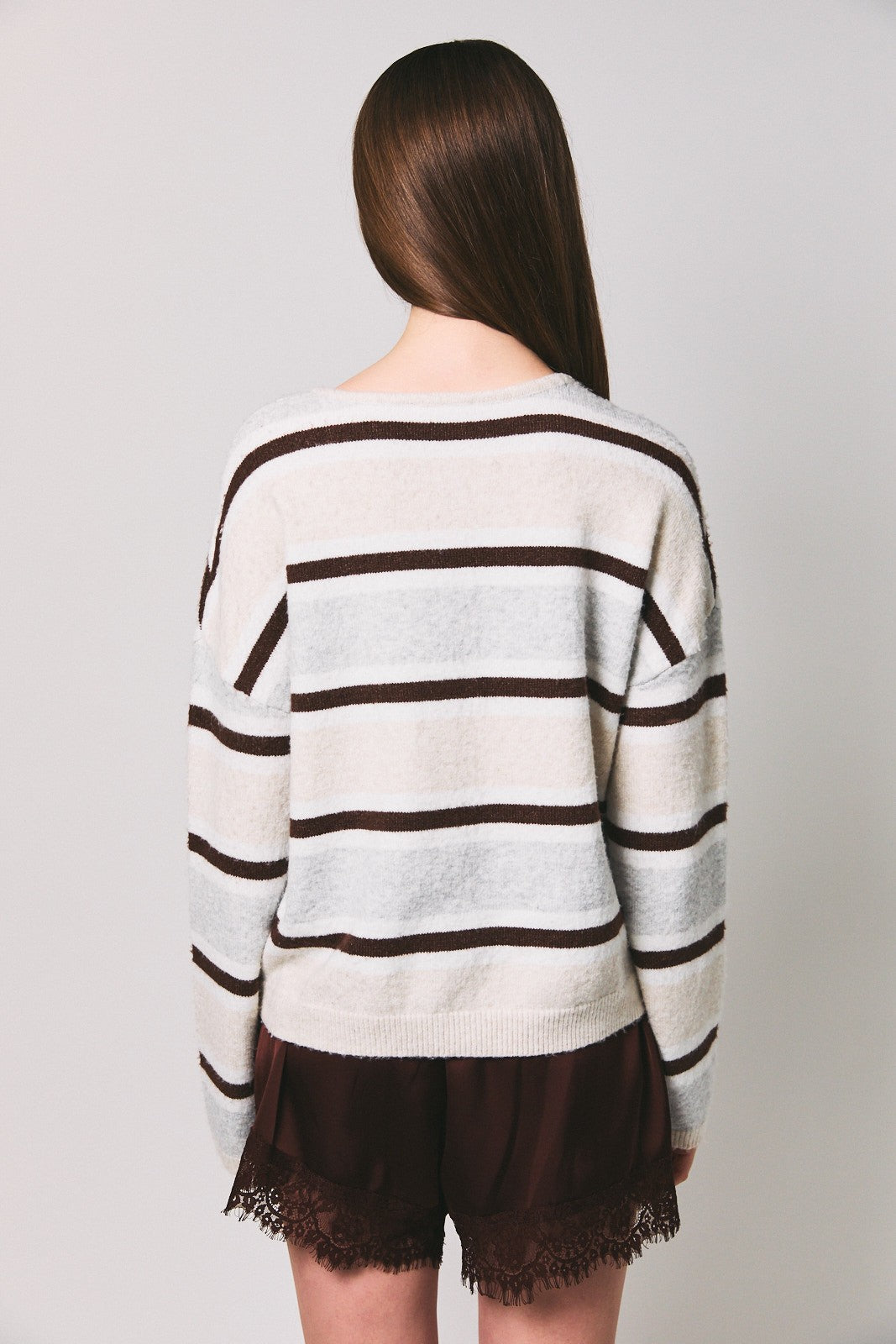 Long Sleeve Striped Soft Cardigan
