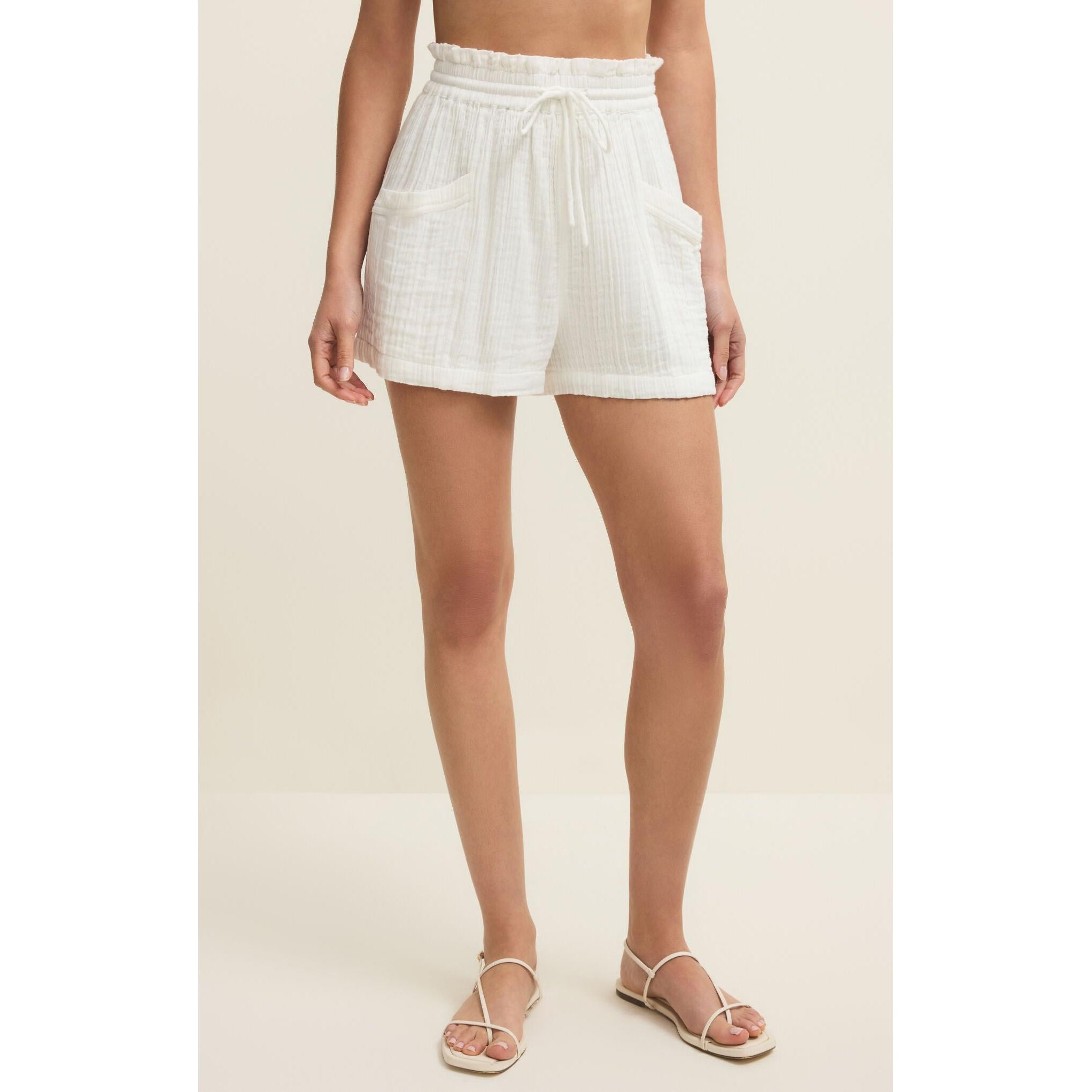 z supply white cotton guaze short