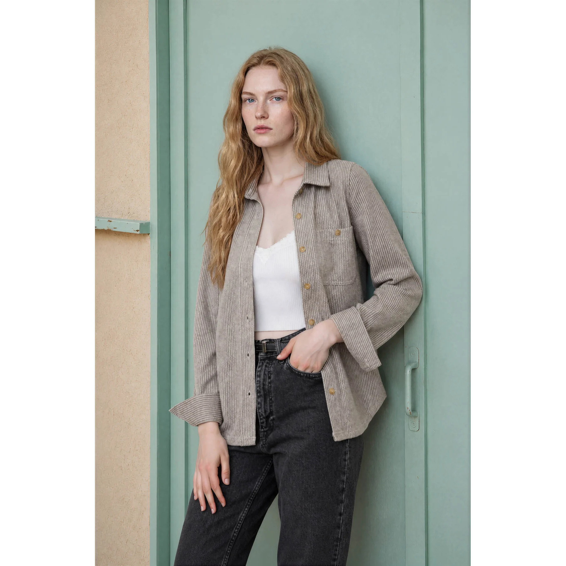 soft striped long sleeve button down