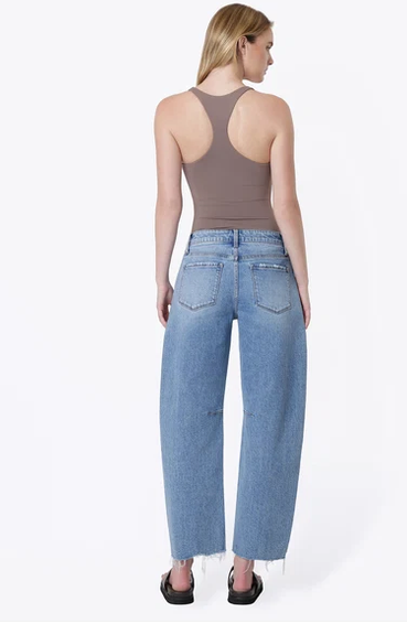 Vervet High Rise Raw Hem Seam Crop Barrel Jeans || Civilize