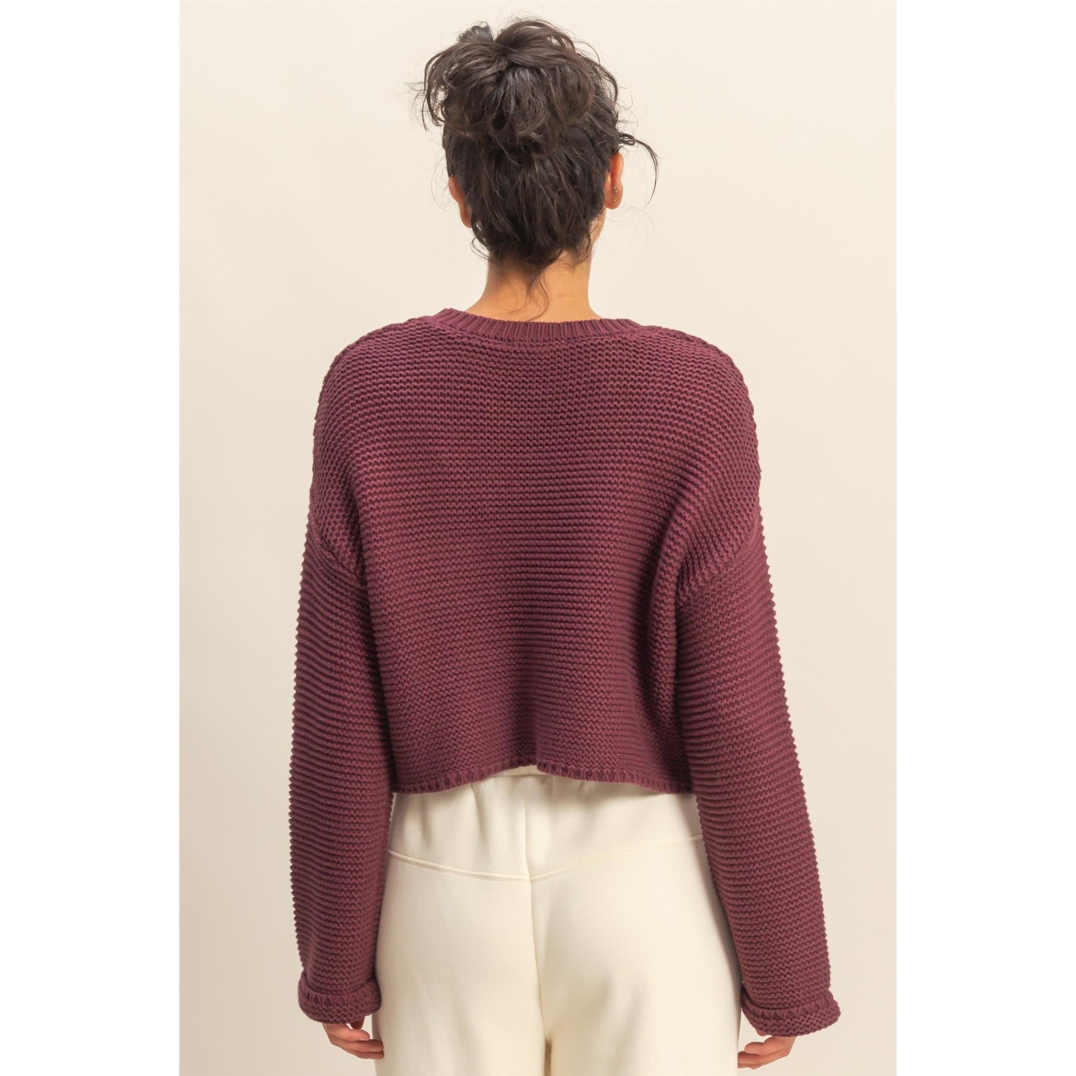 Drop Shoulder Sweater || Dark Cherry