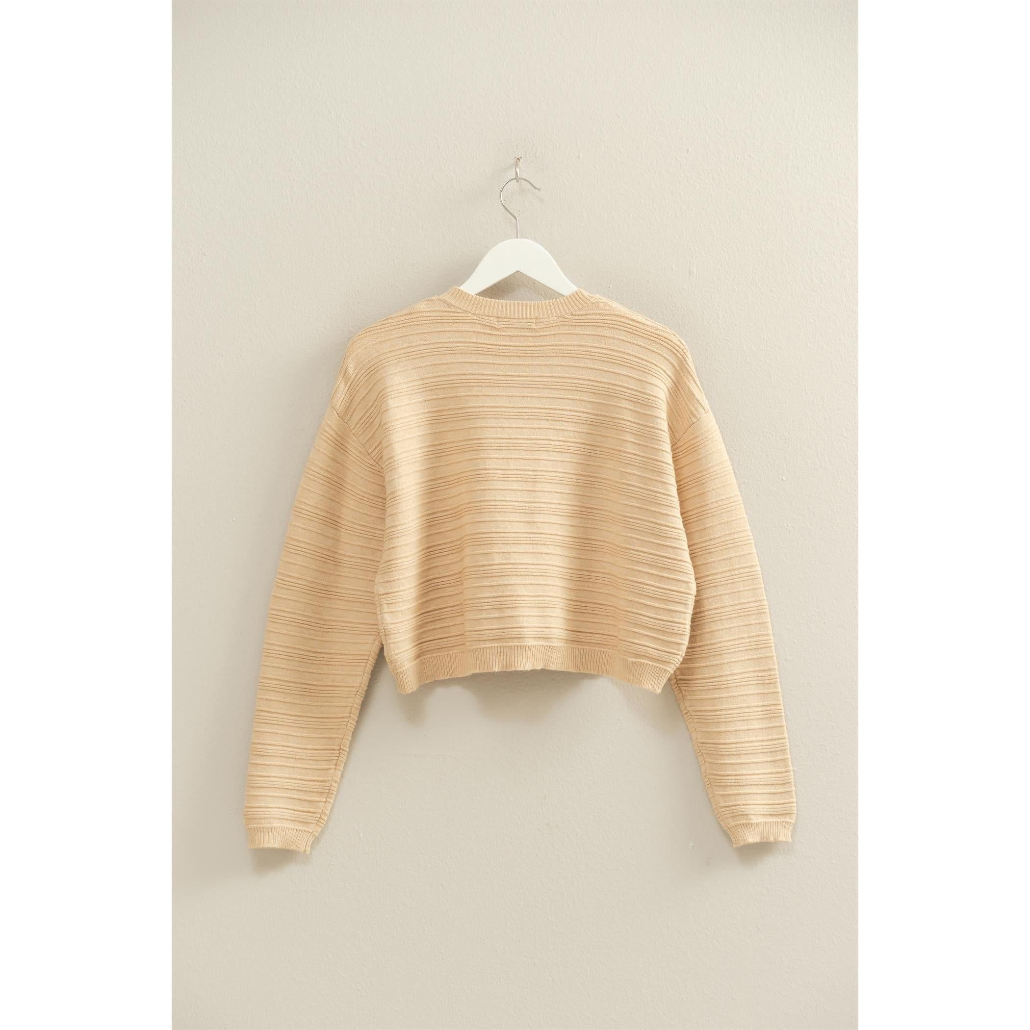 Textured Crew Neck Sweater || Taupe