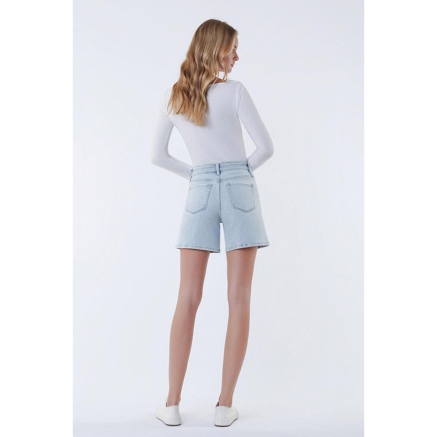 Vervet High Rise Drawstring Midi Denim Shorts || Vintage
