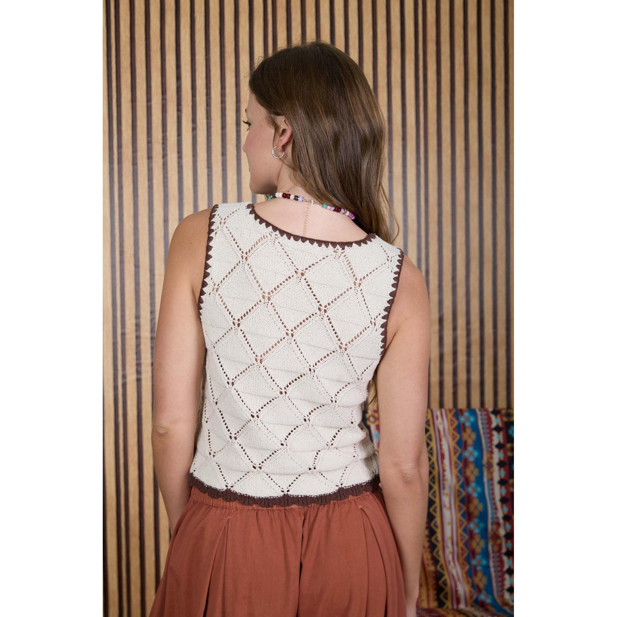 Crochet Contrast Stitch Vest || Natural