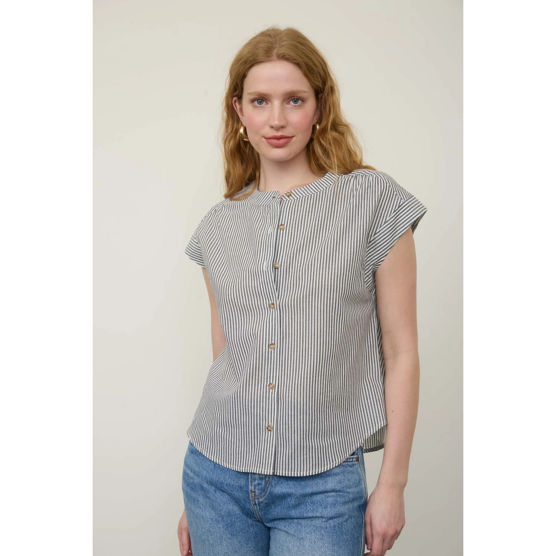 Button Down Short Sleeve Top