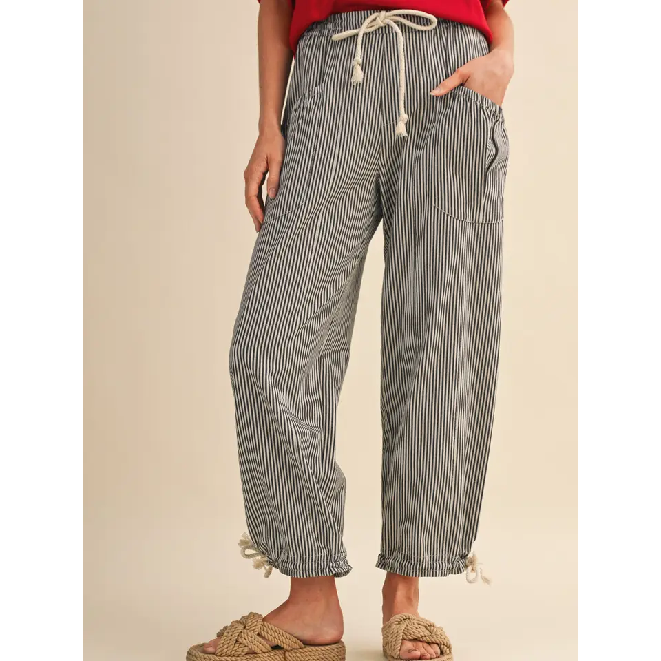Striped Parachute Pants || Black Stripe