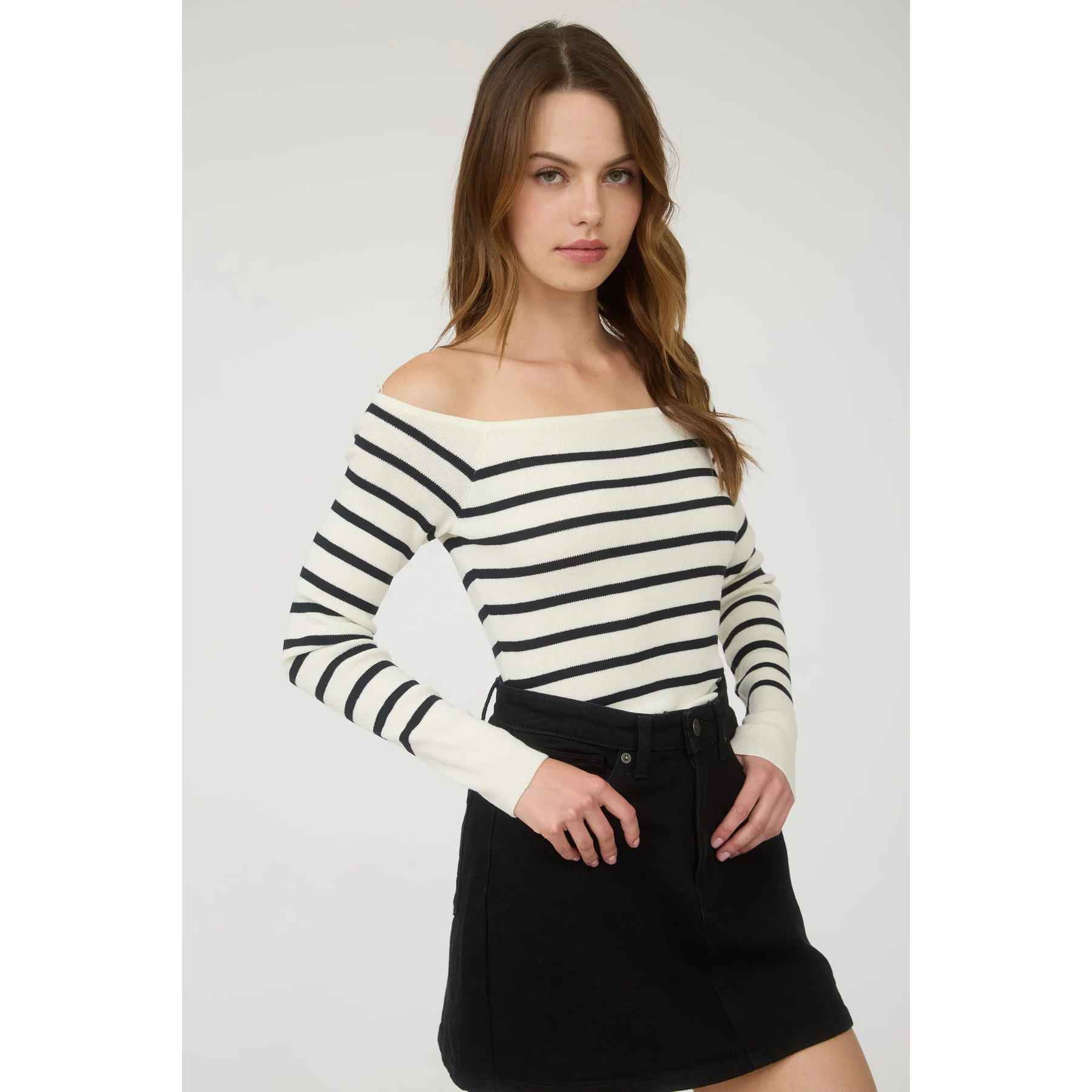 Off The Shoulder Long Sleeve Knit Sweater