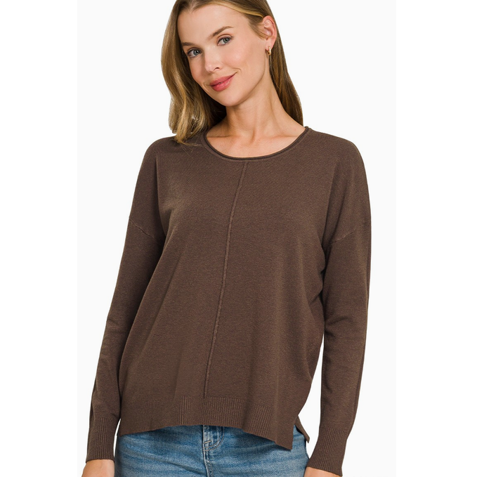 women's soft lightweight brown sweater