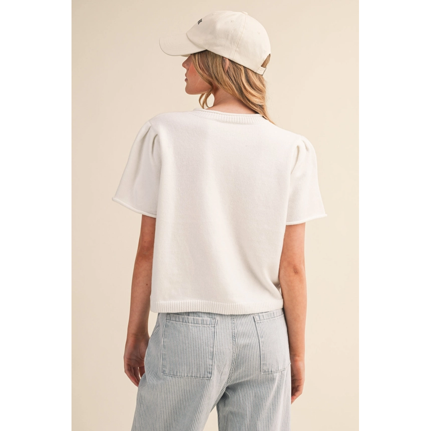 Short Sleeve Soft Cardigan || Off White