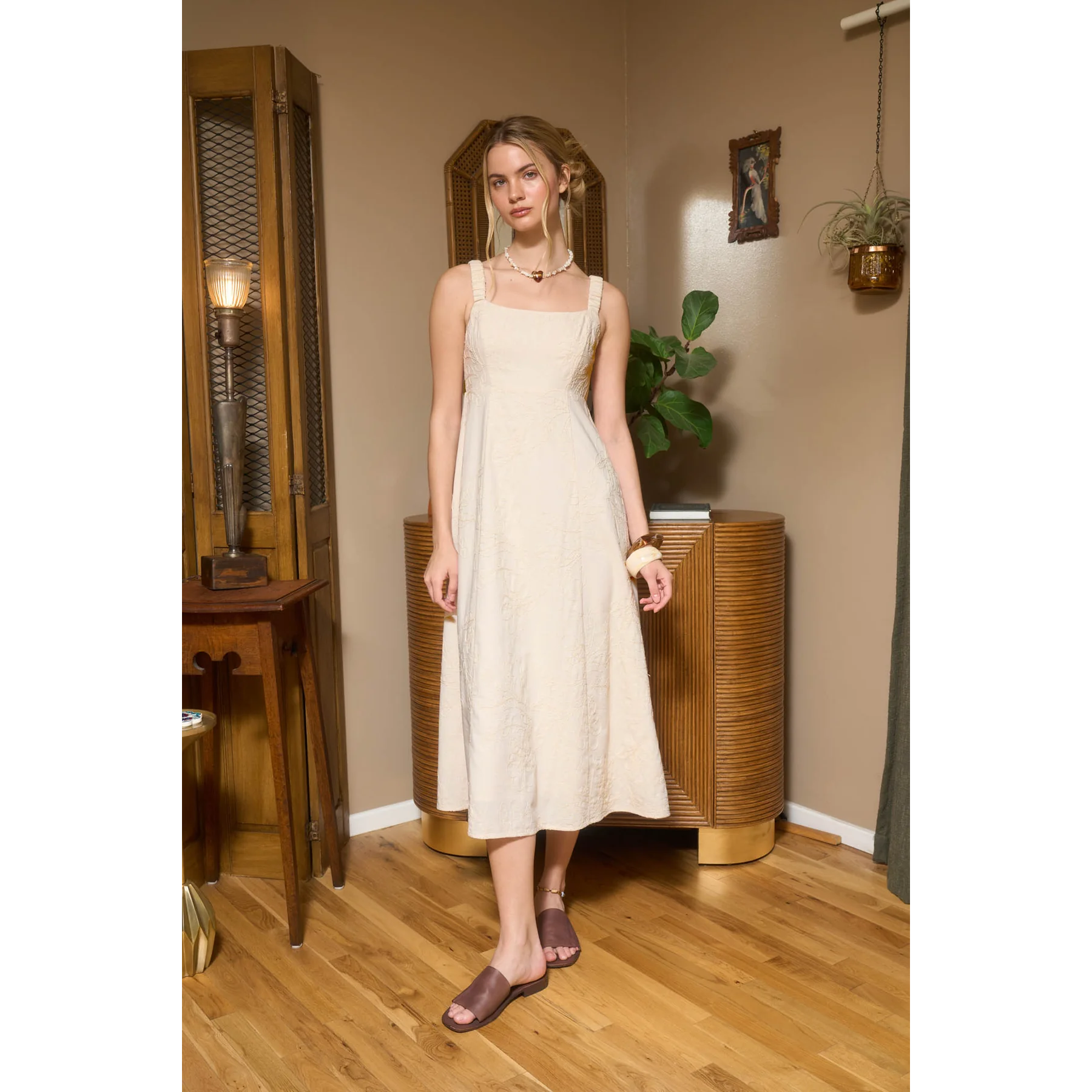 embroidered Linen maxi dress