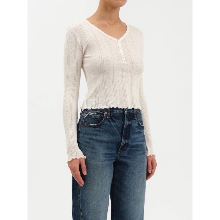Daze Bunny Everyday Pointelle Henley || Ivory