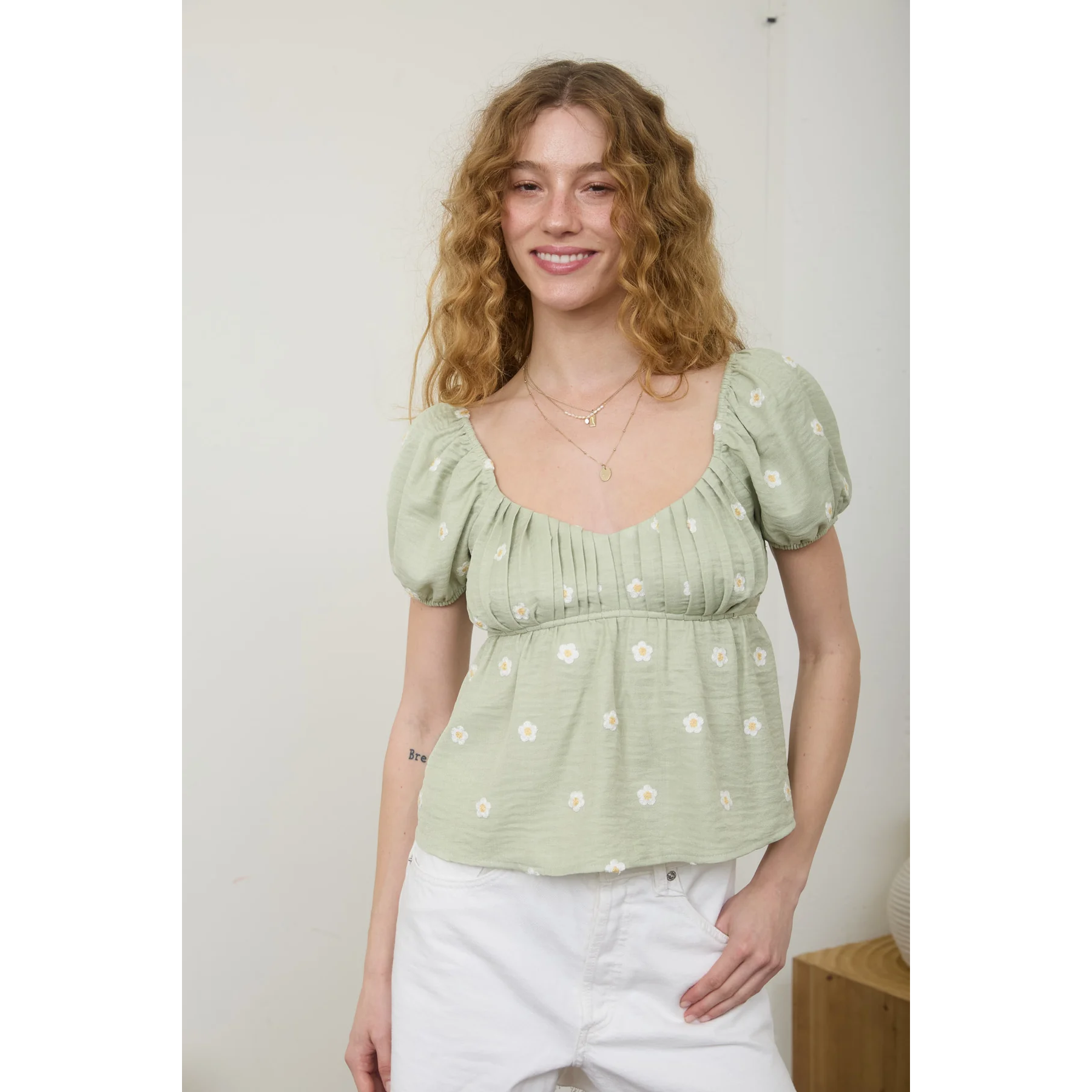 floral puff sleeve top