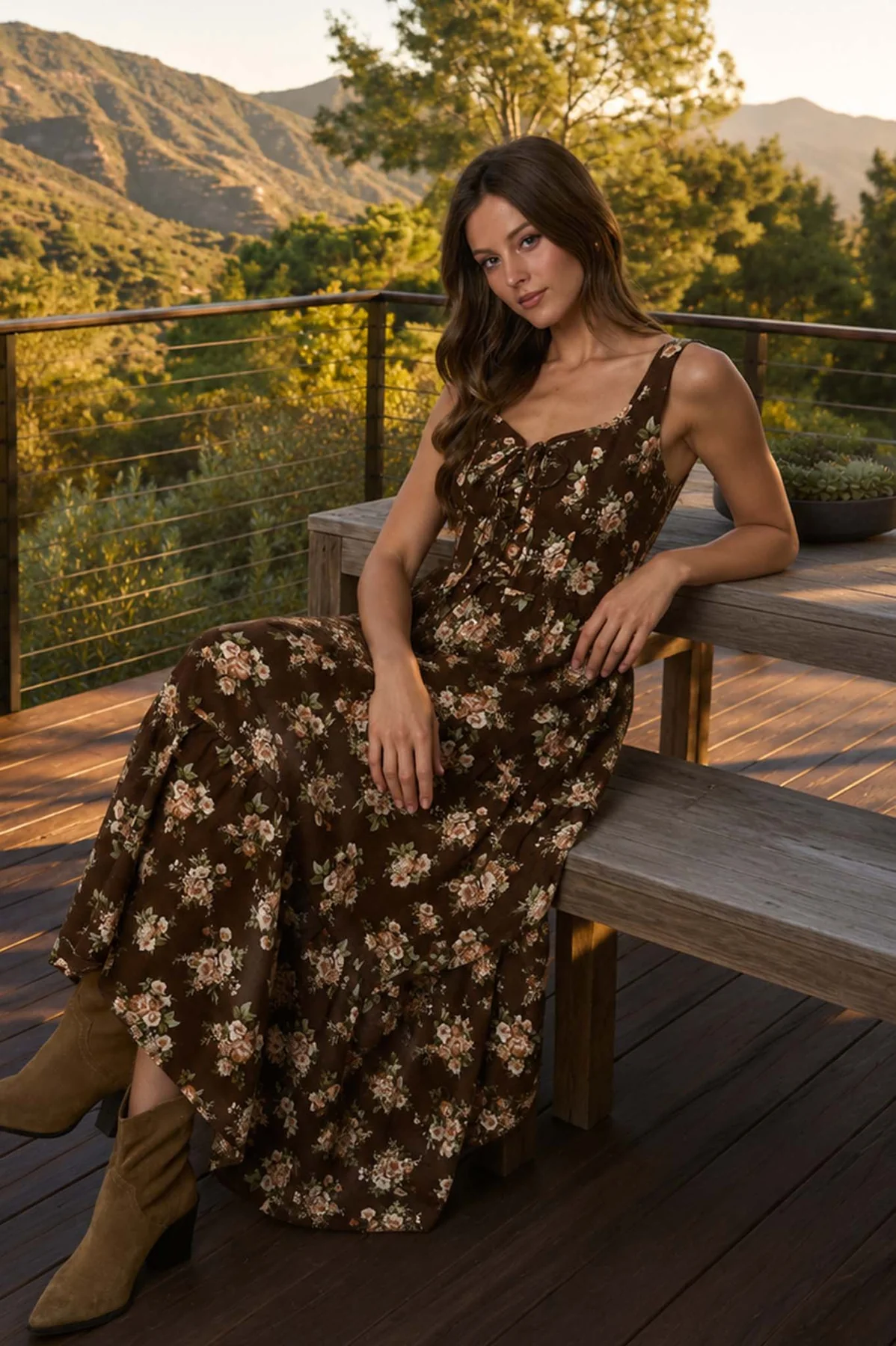 floral lace up front corset style dress