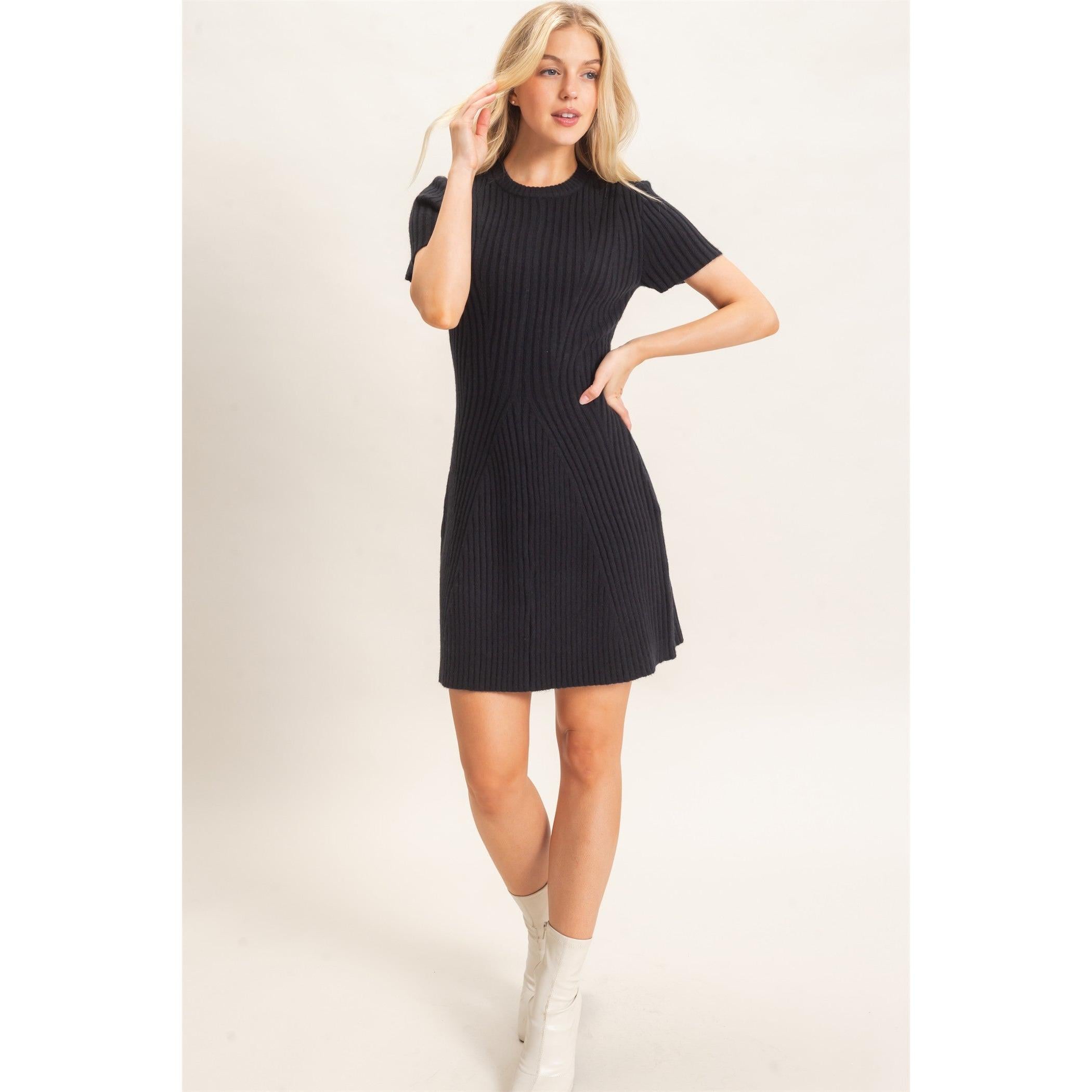 black sweater dress