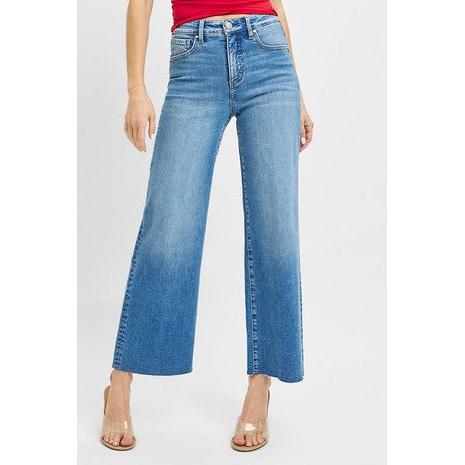 Tummy Control High Rise Crop Wide Leg Jeans 
