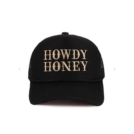 Howdy Honey Mesh Trucker Cap || Black
