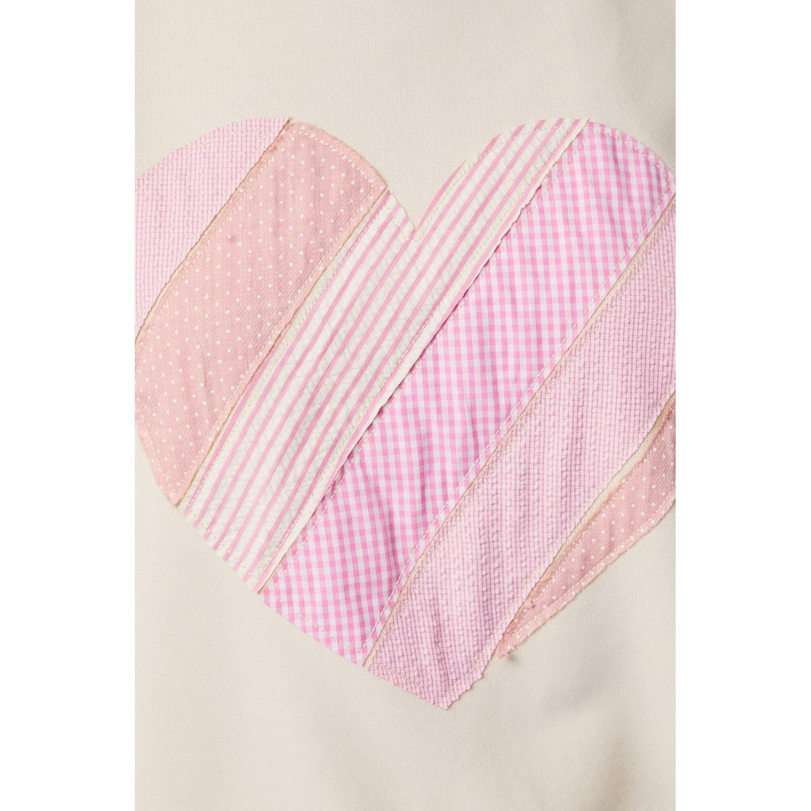 Heart Shape Patchwork Sweatshirt || Cream