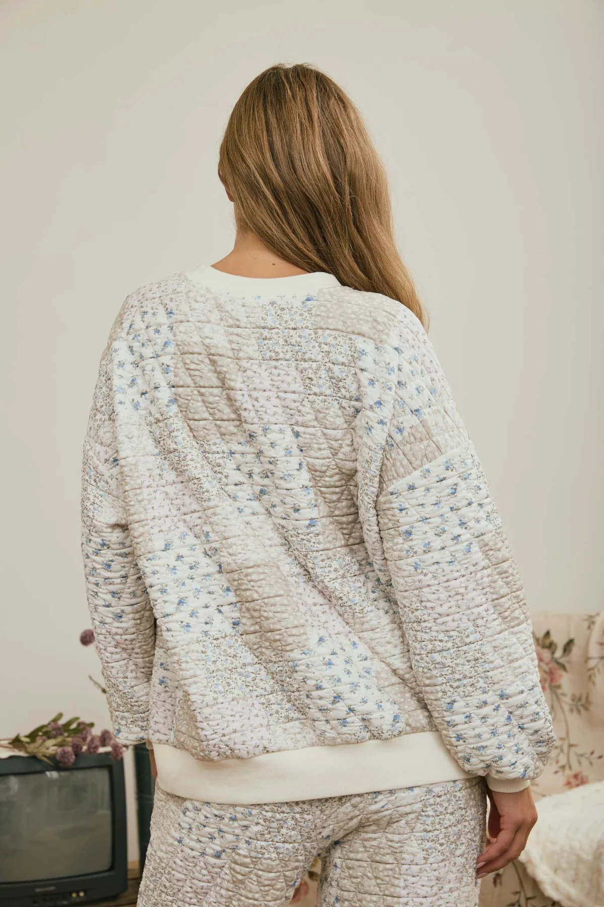 Floral Quilted Patchwork Long Sleeve Top