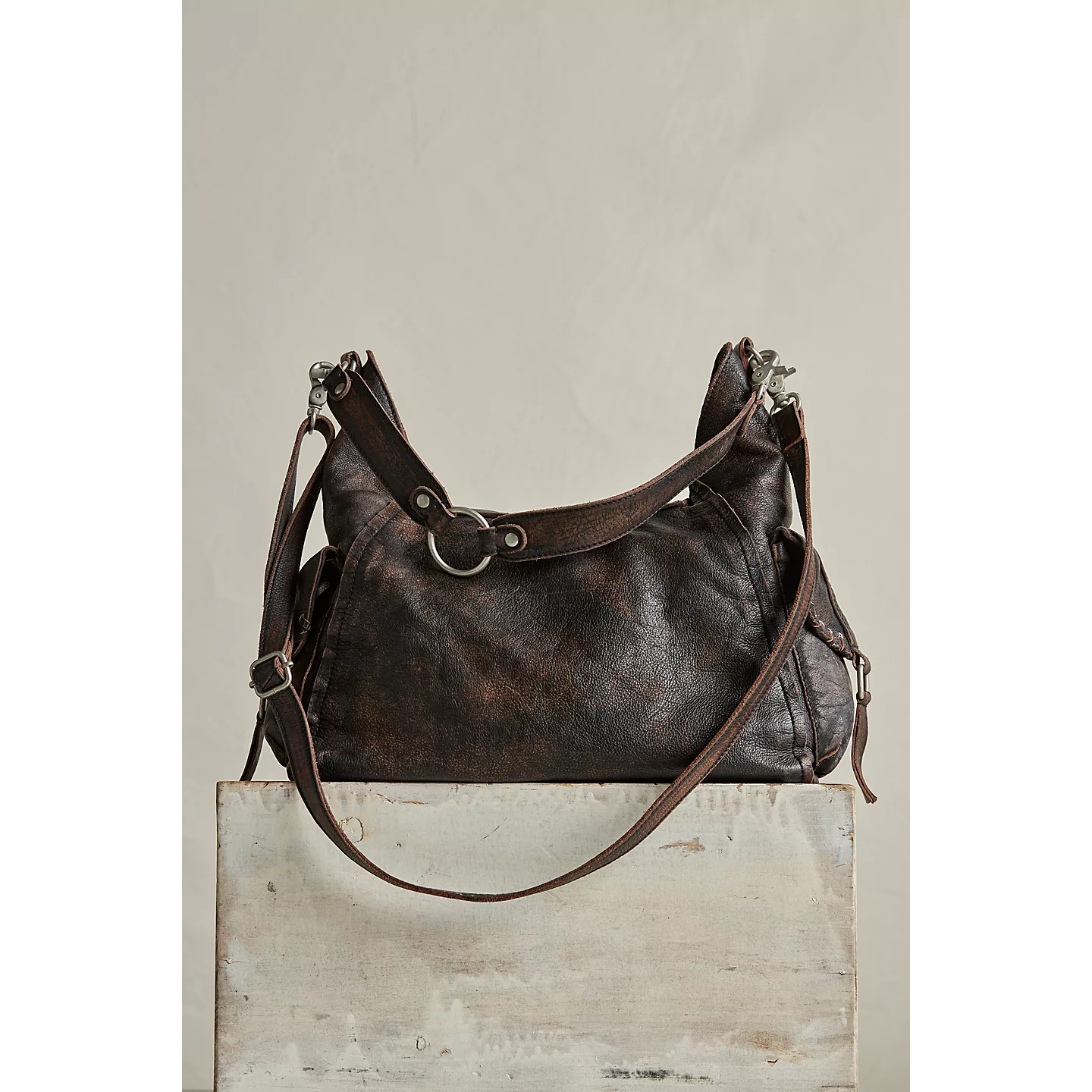 Free People Leigh Distressed Hobo || Aged Graphite