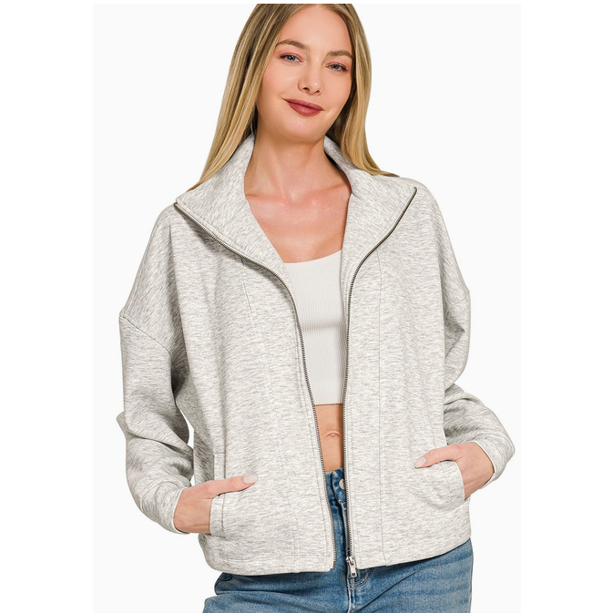 grey scuba zip sweatshirt