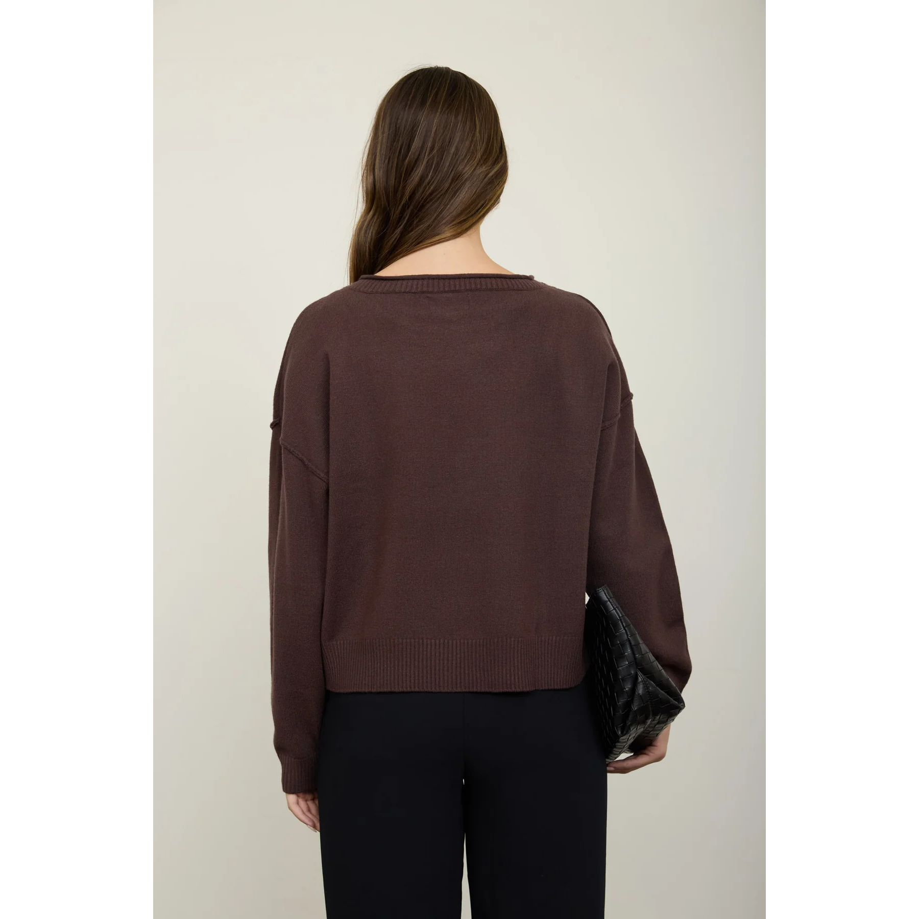 Boat Neck Raw Edge Sweater