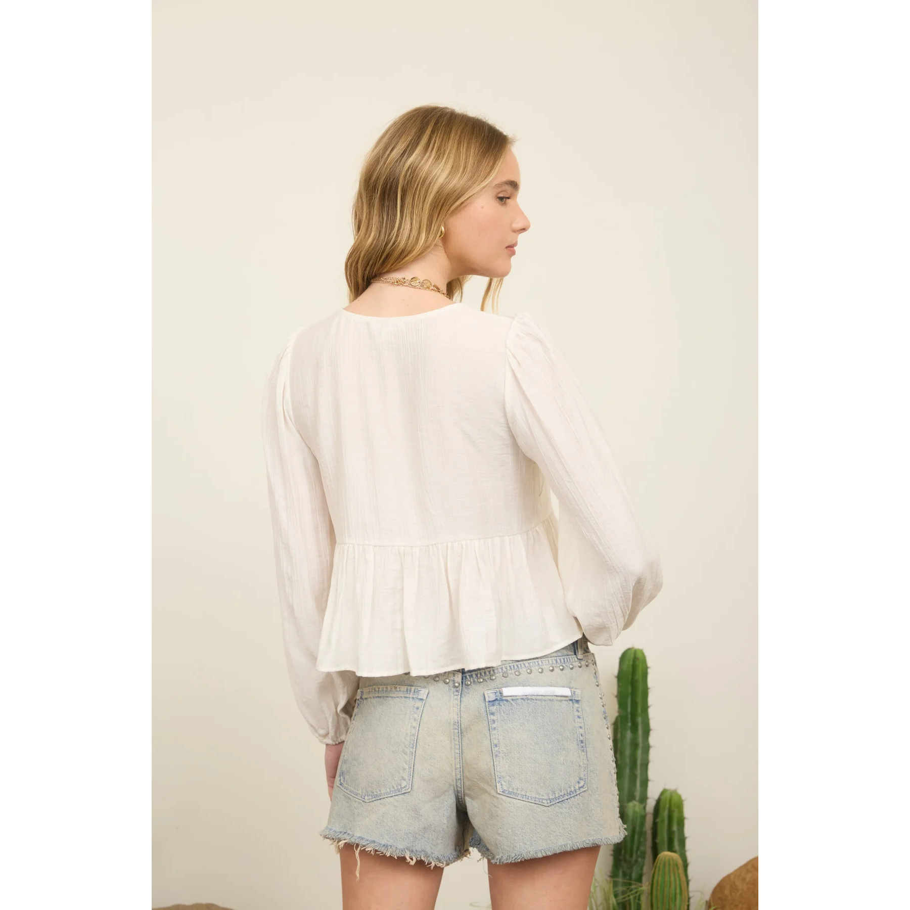 Floral Eyelet Embroidery Tie Top || Off White
