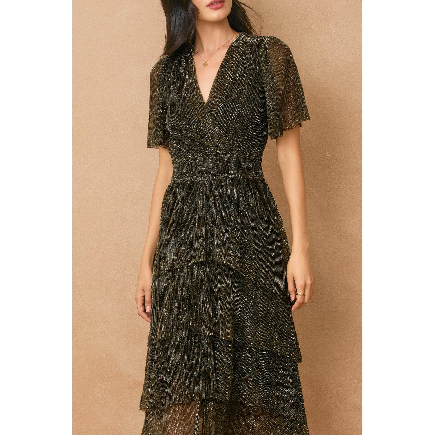Sparkle Tiered Maxi Dress || Black