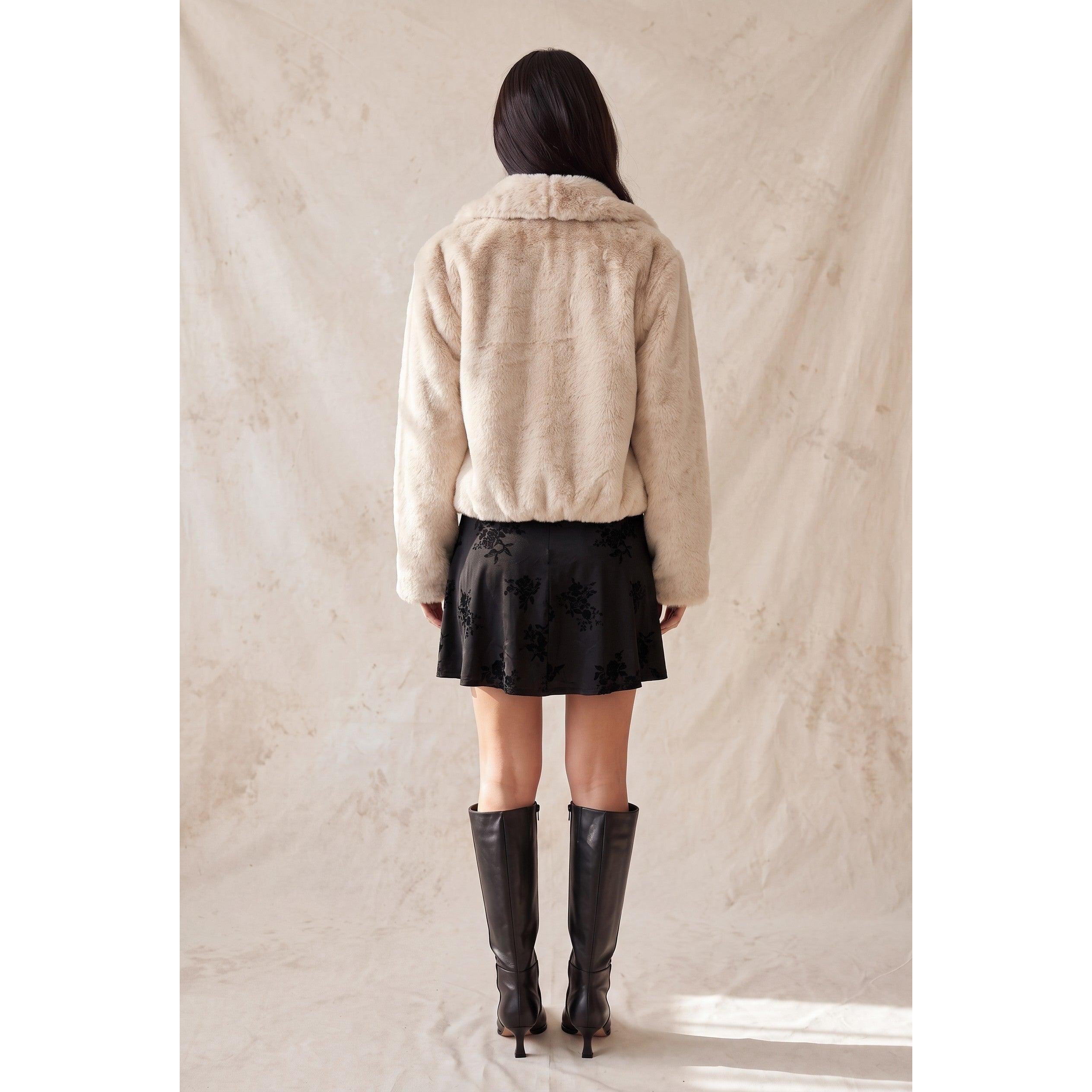 Faux Fur Collared Jacket || Cream
