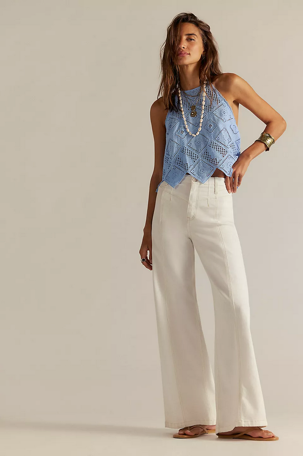 Free People wide leg jeans crream