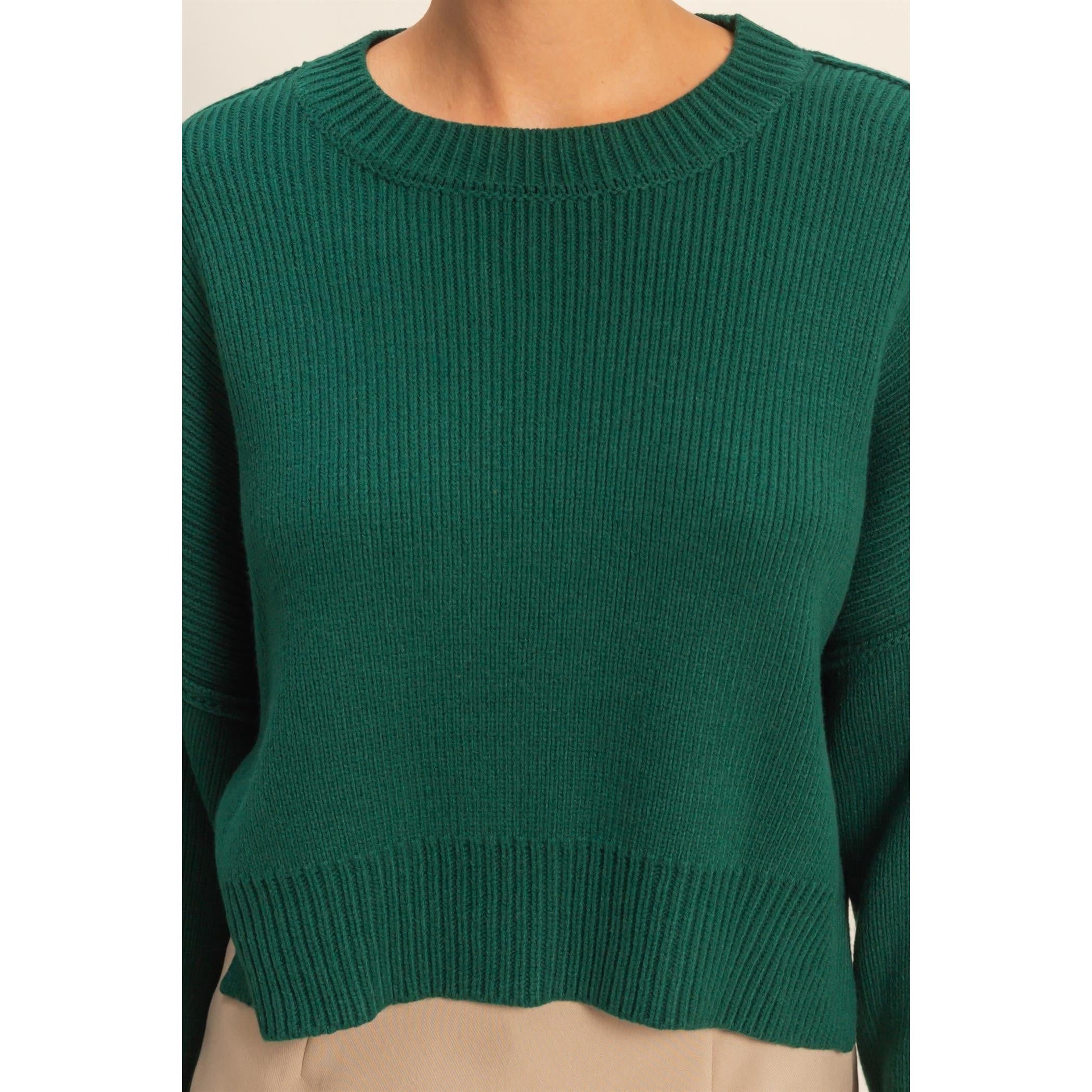 Oversized Ribbed Knit Sweater || Emerald Green