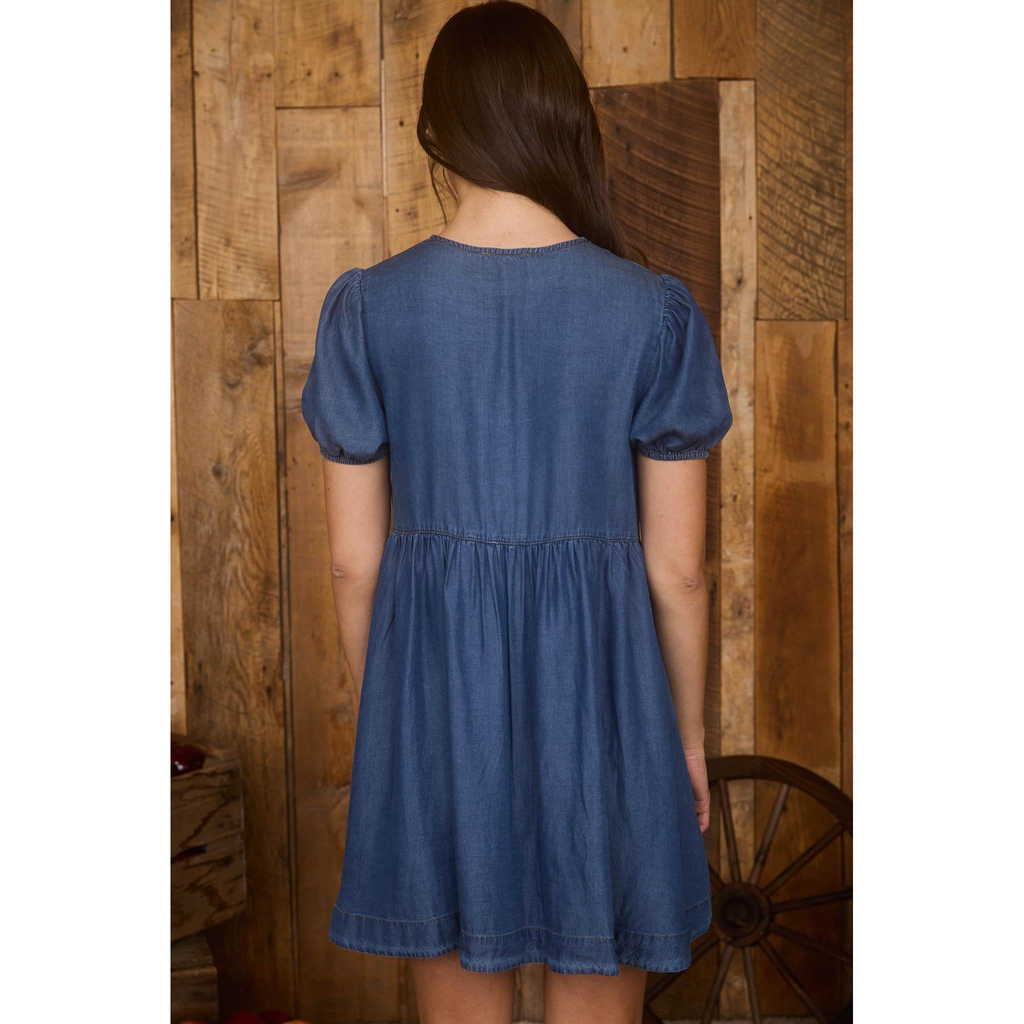 Chambray Front Tie Mini Dress || Chambray