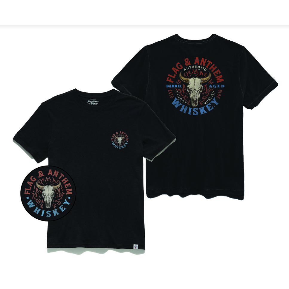 Flag & Anthem Bullskull Barrel Aged Whisky Tee || Black