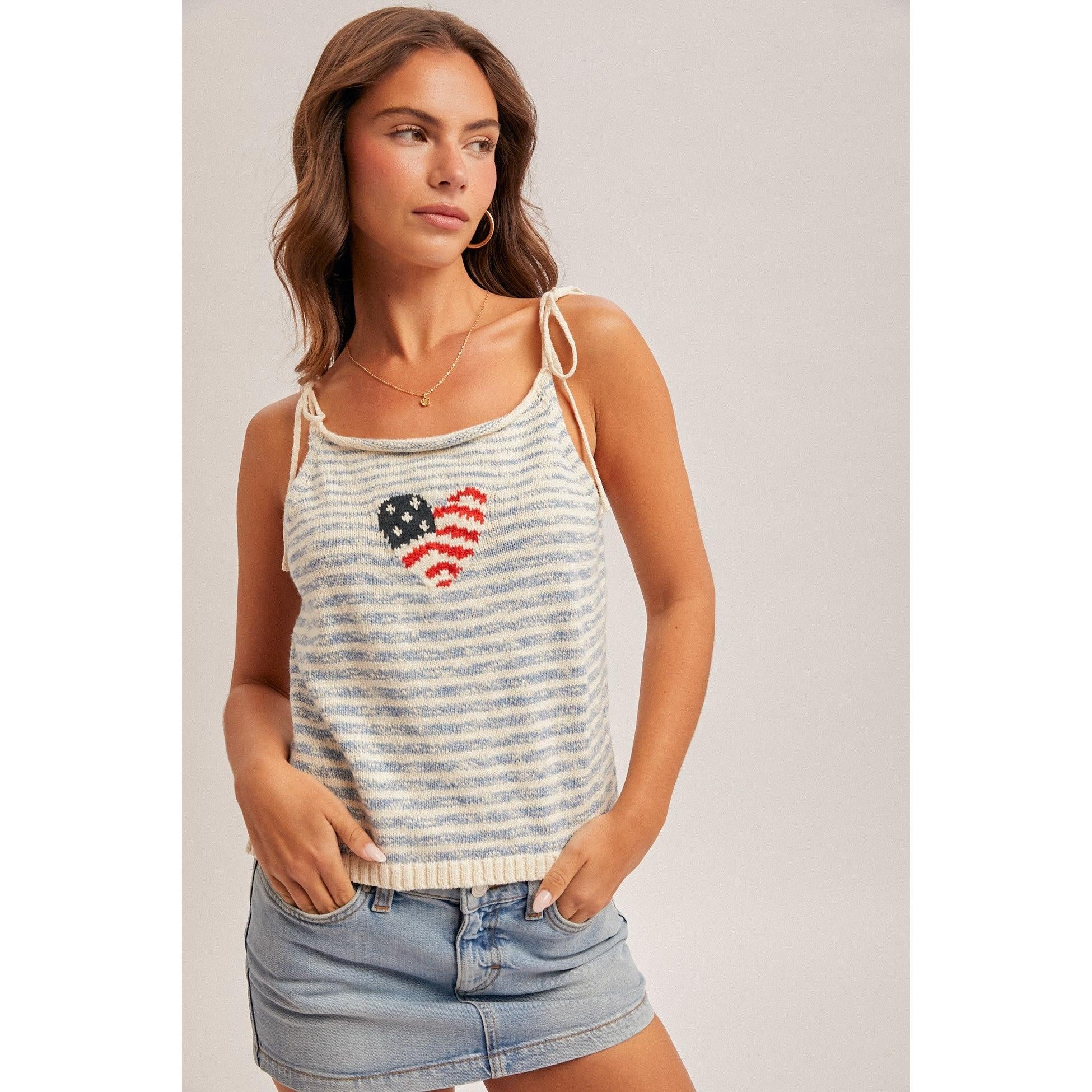 heart flag tank top