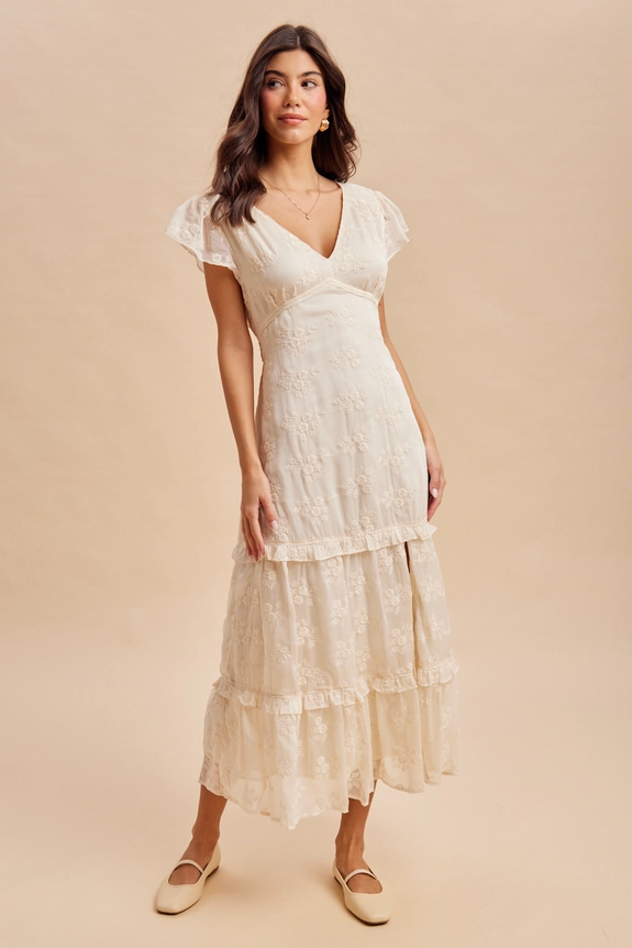cream lace maxi dress
