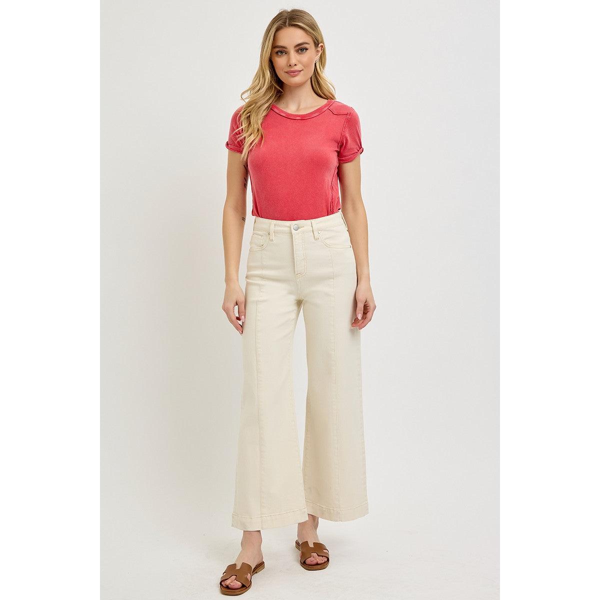 Risen ivory cream high rise denim