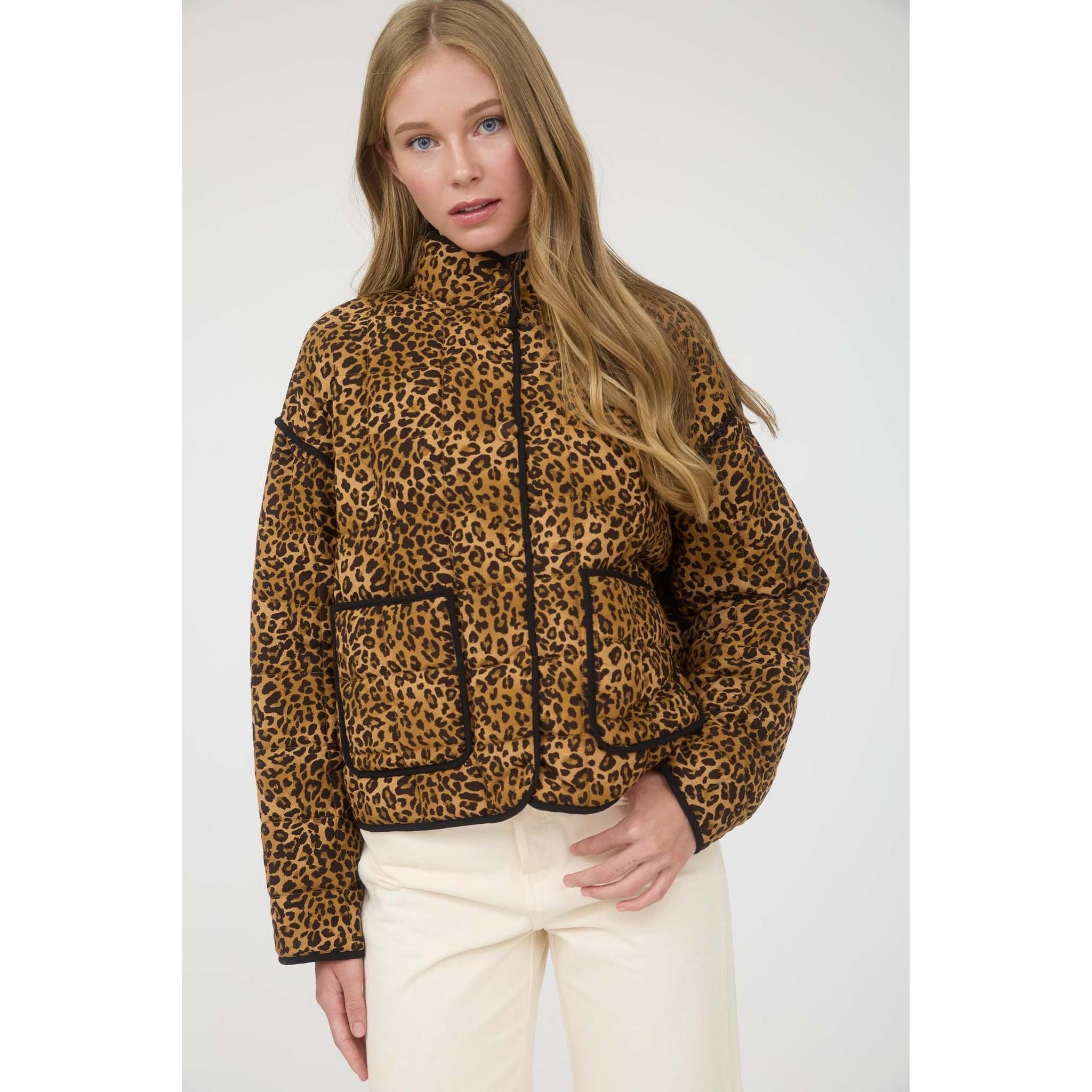 Quilted Leopard Jacket || Brown Multi