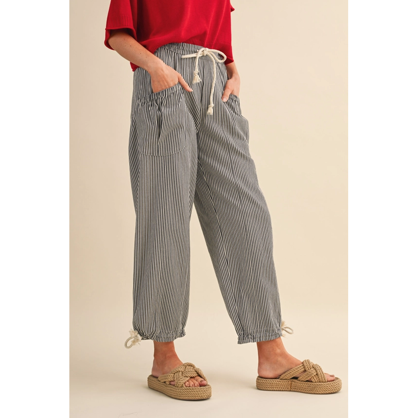 Striped Parachute Pants || Black Stripe