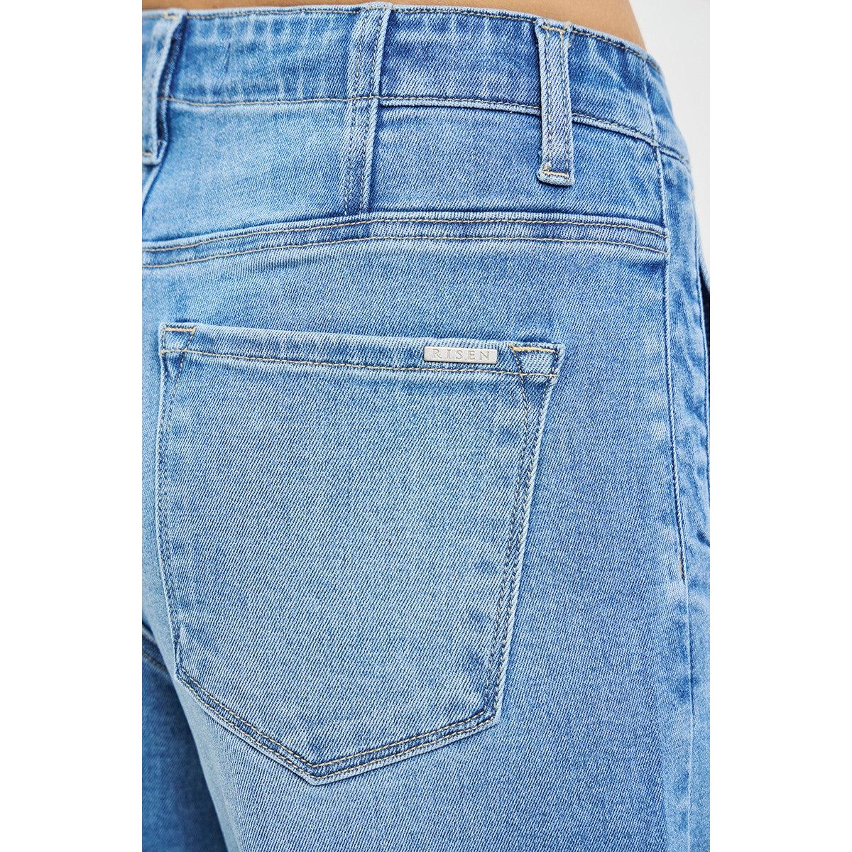 Risen High Rise Wide Leg Jeans || Light