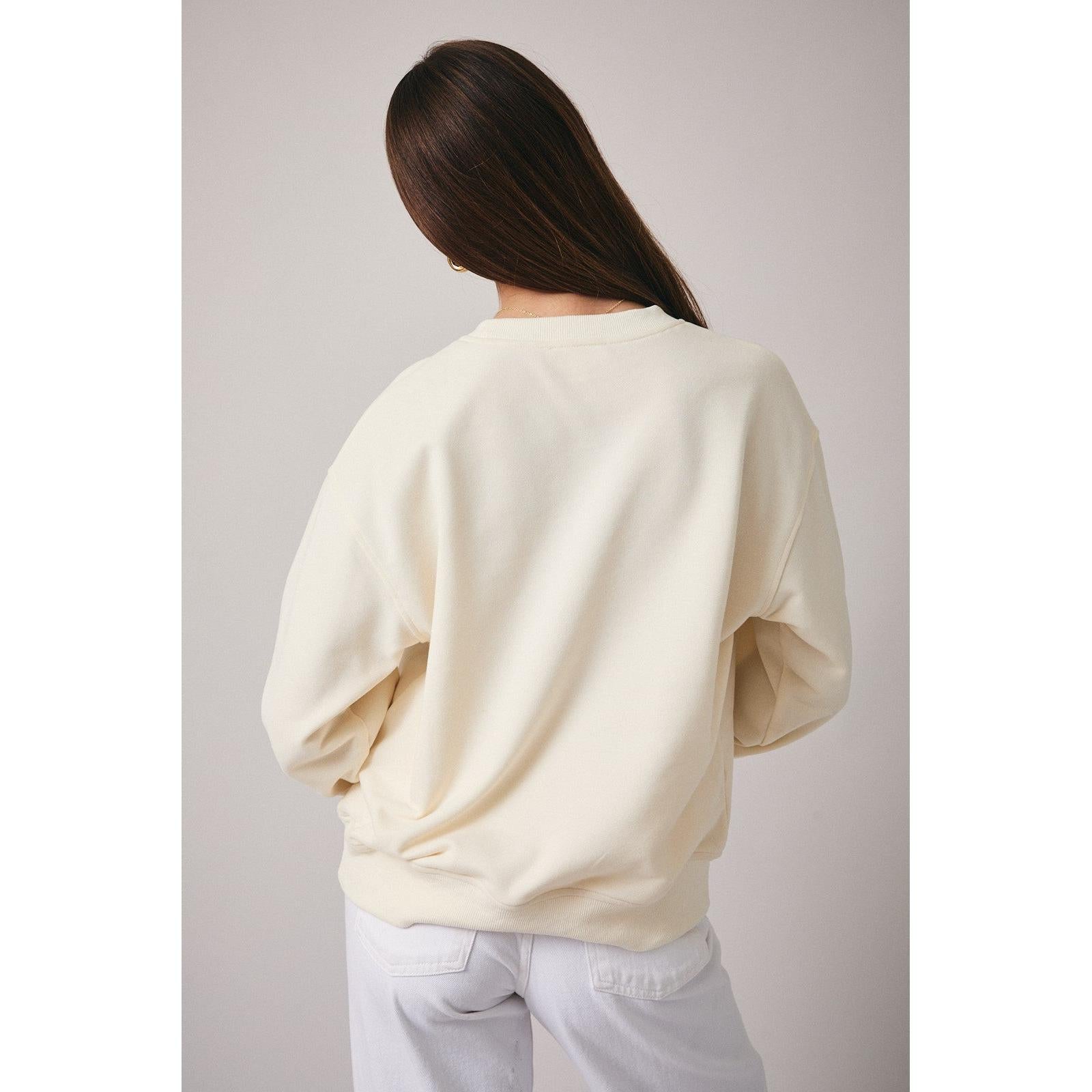 Heart Shape Patchwork Sweatshirt || Cream