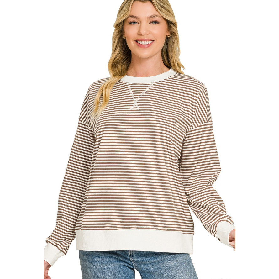 striped pullover sweatshirt