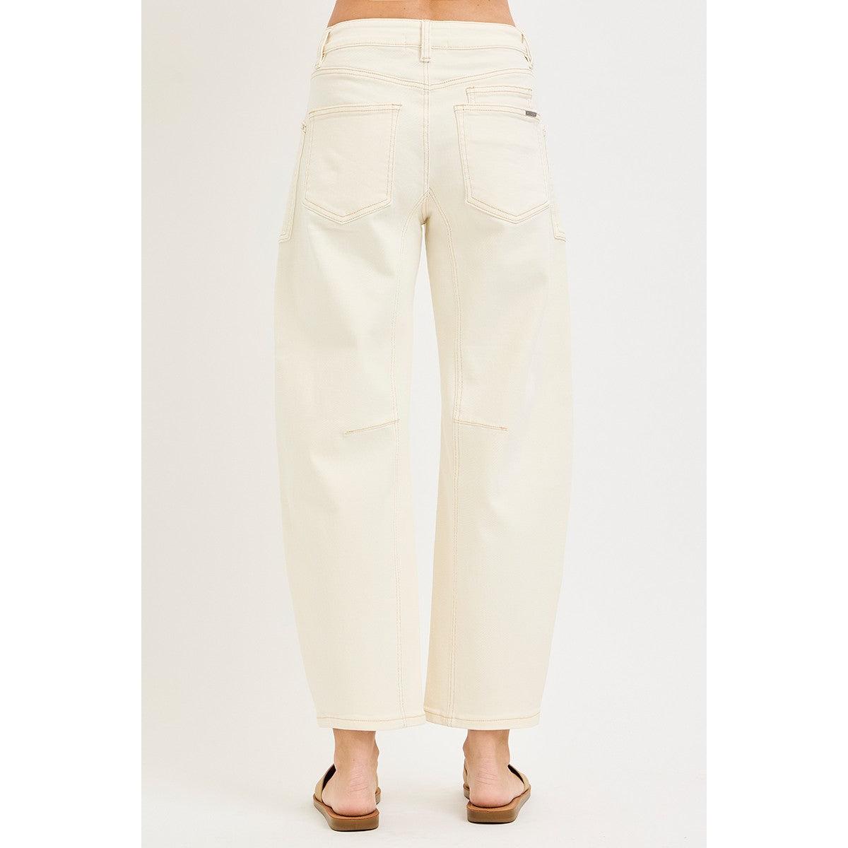 Risen Slouchy Crop Barrel Pants || Ivory