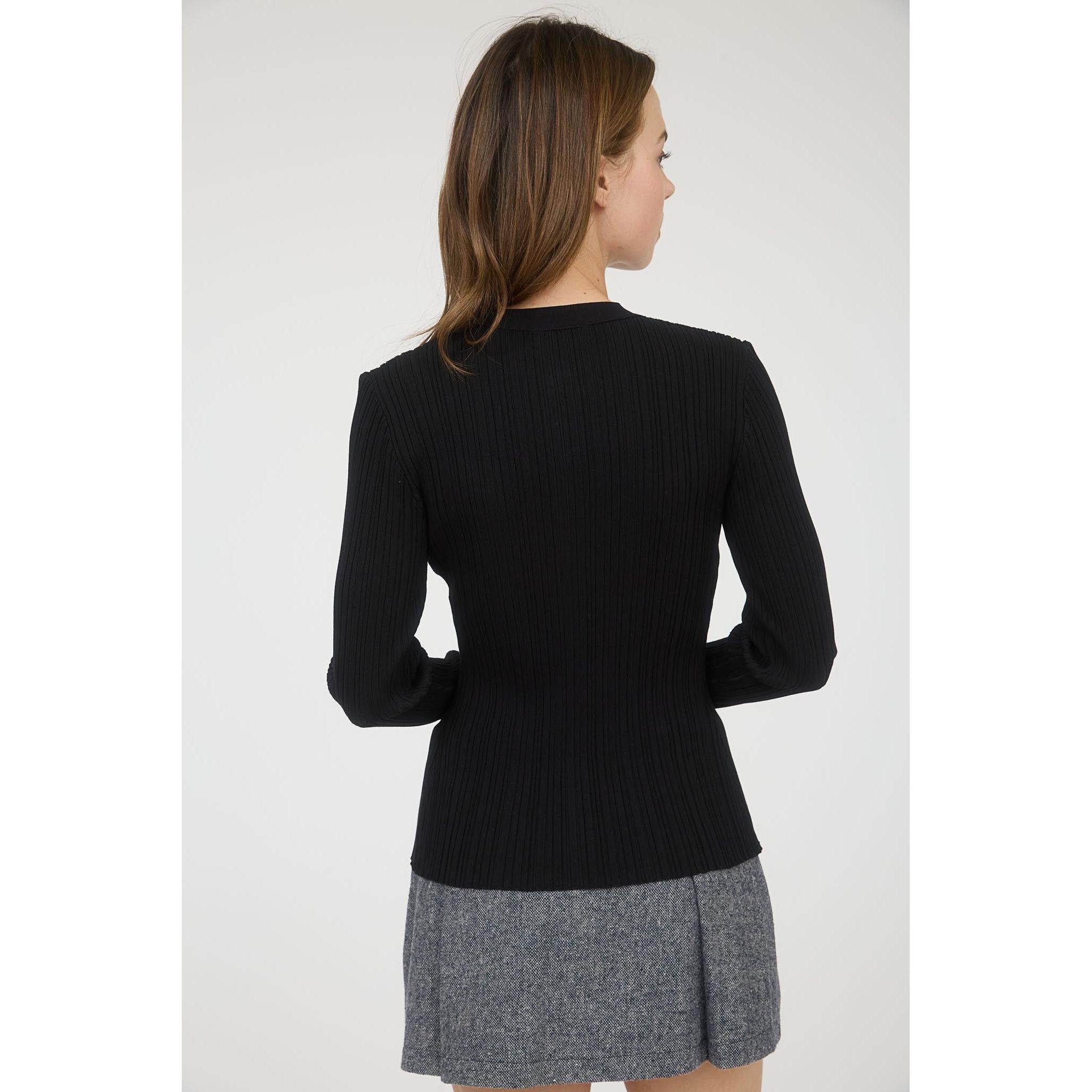 Button Down Split Hem Cardigan || Black