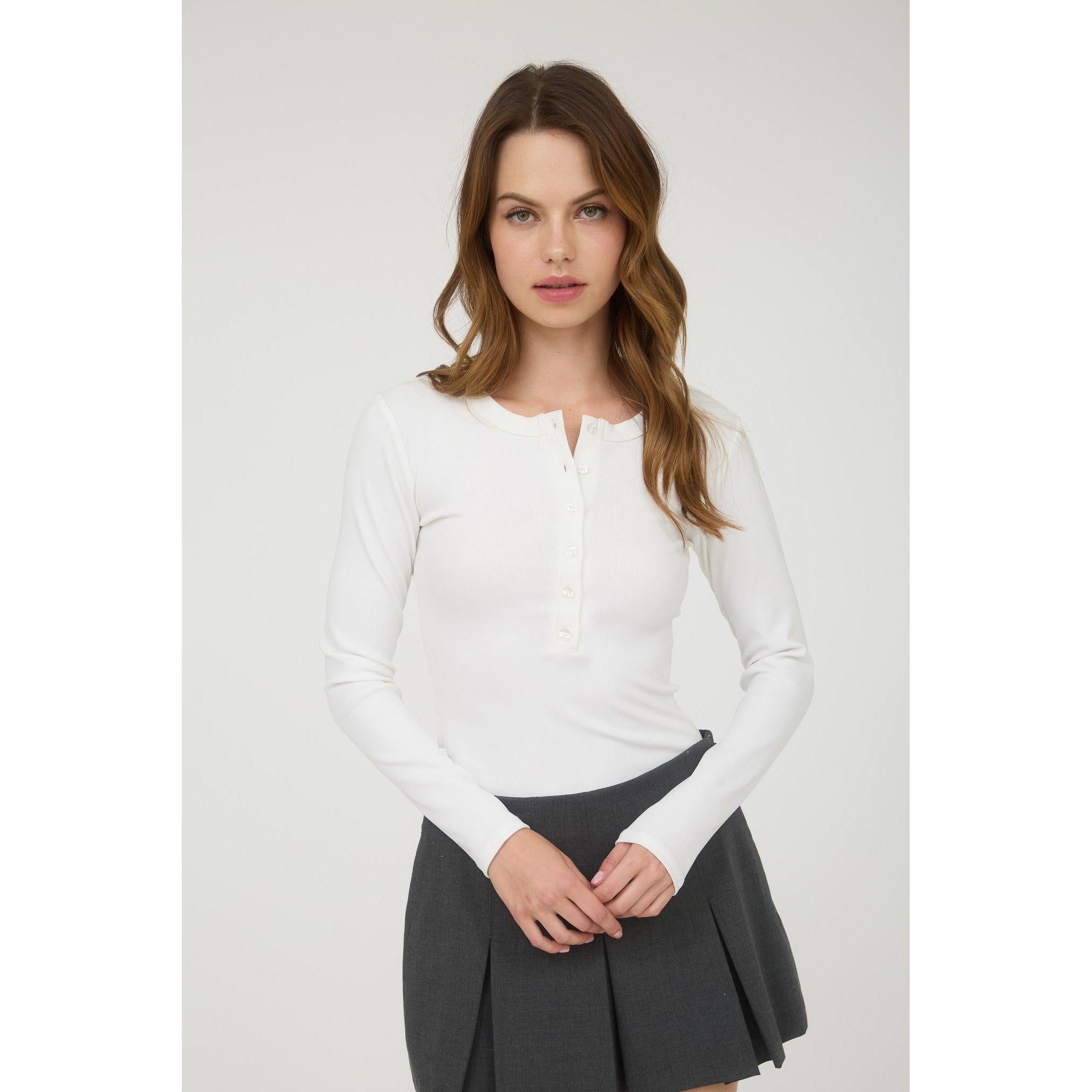 Ribbed Long Sleeve Henley