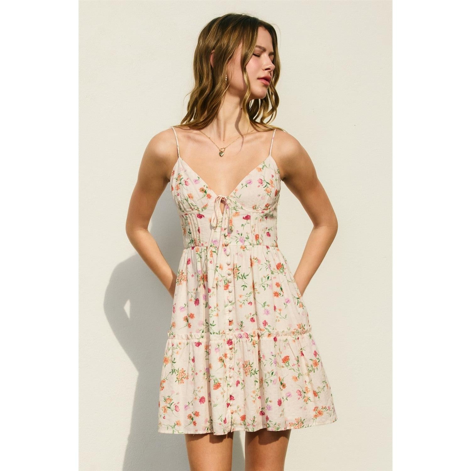 corset mini dress, floral mini dress